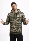 Erkek Kamuflaj Desenli 2 İplik 4 evsim Kapüşonlu Kanguru Cepli Hoodie weatshirt  Kamuflaj