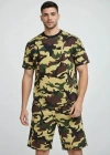 Erkek Kamuflaj Desenli Tişört Şort Takım – Regular Fit Günlük por 2’li Yazlık Kombin  Kamuflaj