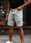 Erkek Kar Yıkama Yırtık Detaylı Şort