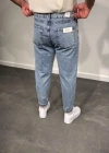 Erkek Kar Yıkamalı Buz Mavi Mom Jean