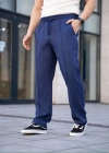 Erkek Keten Cepli Çıma Dikişli Jogger Buggy Pantalon Rahat Kalıp  acivert