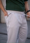 Erkek Keten Cepli Çıma Dikişli Jogger Buggy Pantalon Rahat Kalıp  Gri