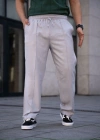 Erkek Keten Cepli Çıma Dikişli Jogger Buggy Pantalon Rahat Kalıp  Gri