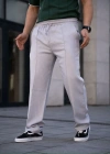 Erkek Keten Cepli Çıma Dikişli Jogger Buggy Pantalon Rahat Kalıp  Gri