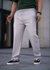 Erkek Keten Cepli Çıma Dikişli Jogger Buggy Pantalon Rahat Kalıp  Gri