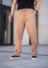 Erkek Keten Cepli Çıma Dikişli Jogger Buggy Pantalon Rahat Kalıp  Kahverengi