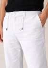 Erkek Keten Cepli Pantolon astikli Bel Bağcıklı Önden Fermuarlı  Beyaz
