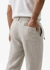 Erkek Keten Cepli Pantolon astikli Bel Bağcıklı Önden Fermuarlı  Gri
