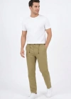 Erkek Keten Cepli Pantolon astikli Bel Bağcıklı Önden Fermuarlı  int Yeşili