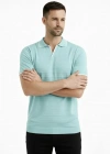 Erkek Kısa Kol Fitilli Triko Yakalı Düğmesiz Tshirt  2li et iyahint Yeşili