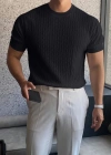 Erkek Kısa Kollu Bisiklet Yaka Triko Bluz