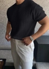 Erkek Kısa Kollu Bisiklet Yaka Triko Bluz