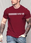 Erkek Kısa Kollu Nasa Baskı Basic Erkek Tshirt