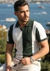Erkek Kısa Kollu Polo Yakalı Blok Desenli Triko Bluz