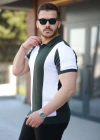Erkek Kısa Kollu Polo Yakalı Blok Desenli Triko Tişört