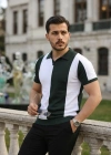 Erkek Kısa Kollu Polo Yakalı Blok Desenli Triko Bluz