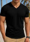 Erkek Kısa Kollu V Yakalı Viskon Tişört