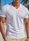 Erkek Kısa Kollu V Yakalı Viskon Tişört
