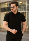 Erkek Kısa Kollu Yakalı çizgi Desenli Triko Bluz