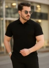 Erkek Kısa Kollu Yakalı çizgi Desenli Triko Bluz
