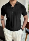 Erkek Kısa Kollu Yakalı önden Düğmeli Triko Tişört