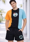 Erkek Nakışlı Tişört Şort İkili Takım Oversize Yazlık Kombin  Çok Renkli