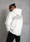 Erkek Nihilist Penguen Özel Tasarım Oversize Kapüşonlu weatshirt  Beyaz