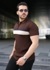 Erkek Örgü Desenli Renkli Kısa Kollu Triko Tişört