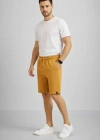Erkek Otoban Dokuma Şort Beli astikli Bağcıklı, Cepli, Rahat Kesim Günlük Yazlık Şort  Hardal