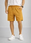 Erkek Otoban Dokuma Şort Beli astikli Bağcıklı, Cepli, Rahat Kesim Günlük Yazlık Şort  Hardal