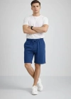 Erkek Otoban Dokuma Şort Beli astikli Bağcıklı, Cepli, Rahat Kesim Günlük Yazlık Şort  İndigo