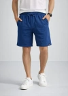 Erkek Otoban Dokuma Şort Beli astikli Bağcıklı, Cepli, Rahat Kesim Günlük Yazlık Şort  İndigo