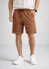 Erkek Otoban Dokuma Şort Beli astikli Bağcıklı, Cepli, Rahat Kesim Günlük Yazlık Şort  Kahverengi