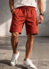 Erkek Otoban Dokuma Şort Beli astikli Bağcıklı, Cepli, Rahat Kesim Günlük Yazlık Şort  Turuncu