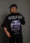 Erkek Oversize Baskılı Tişört – Golf GTI Retro Araba Desenli, Ön  Arka Dijital Baskı, okak odası til  iyah