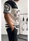 Erkek Oversize Dijital Baskılı Kuru Kafa Tshirt  Beyaz