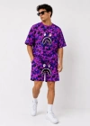 Erkek Oversize Kalıp Pubg Bape X hark Nakışlı Cepli Şort Takım  or