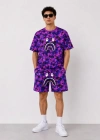 Erkek Oversize Kalıp Pubg Bape X hark Nakışlı Cepli Şort Takım  or