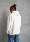 Erkek Oversize Kapüşonlu weatshirt – Beyaz Renk Üç İplik İçi Pamuklu Kanguru Cepli Baskılı Hoodie Rahat Kalıp Kışlık Günlük Kombinlere Uygun  Beyaz