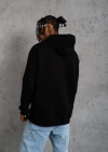 Erkek Oversize Kapüşonlu weatshirt – iyah Renk Üç İplik İçi Pamuklu Kanguru Cepli Baskılı Hoodie Rahat Kalıp Kışlık Günlük Kombinlere Uygun  iyah