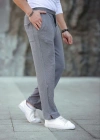 Erkek Paça Yırtmaçlı Burgu elanik Dokulu Jogger Buggy Pantalon Rahat Kalıp  Gri