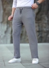 Erkek Paça Yırtmaçlı Burgu elanik Dokulu Jogger Buggy Pantalon Rahat Kalıp  Gri