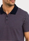 Erkek Pike Kumaş Gül Kurusu Çizgili Polo Yaka Tişört Kısa Kol Thirt  iyah
