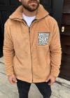 Erkek Polar Fermuarlı weatshirt – Kapüşonsuz, Cepli, Yumuşak Dokulu, Oversize Rahat Kalıp, Kışlık ıcak Tutan Fermuarlı Üst  Kahverengi