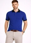 Erkek Polo Yaka Çizgili Tişört Kısa Kol Düğmeli Yazlık Thirt  aks avisi