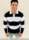 Erkek Polo Yaka Uzun Kollu Çizgili weatshirt Trend Rugby til  iyah