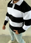Erkek Polo Yaka Uzun Kollu Çizgili weatshirt Trend Rugby til  iyah