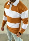 Erkek Polo Yaka Uzun Kollu Çizgili weatshirt Trend Rugby til  Turuncu
