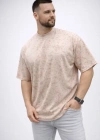 Erkek Premium Tişört OY Yumuşak Dokulu Yıkamalı Oversize Thirt  Bej