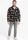 Erkek Tam Fermuarlı Desenli Polar weat – iyah ulticolor Figür Desen Yakalı, Uzun Kollu, Oversize Rahat Kalıp iyah